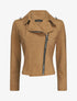 Veste en suédine à zip asymétrique - Camel - 4