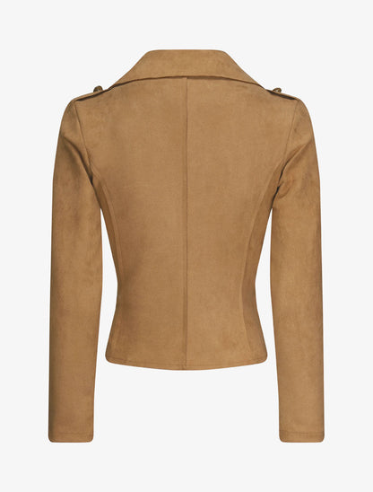 Veste en suédine à zip asymétrique - Camel - 2