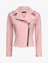 Veste en suédine à zip asymétrique - Rose - 1