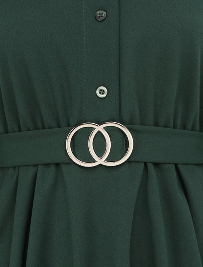 Top style chemise à taille cintrée - Vert sapin - 3