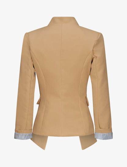 Blazer droit uni à col cranté - Camel - 2