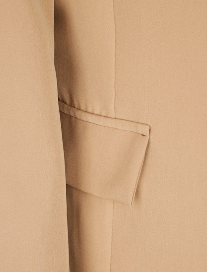 Blazer droit uni à col cranté - Camel - 3