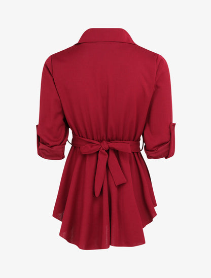 Top style chemise à taille cintrée - Bordeaux - 2