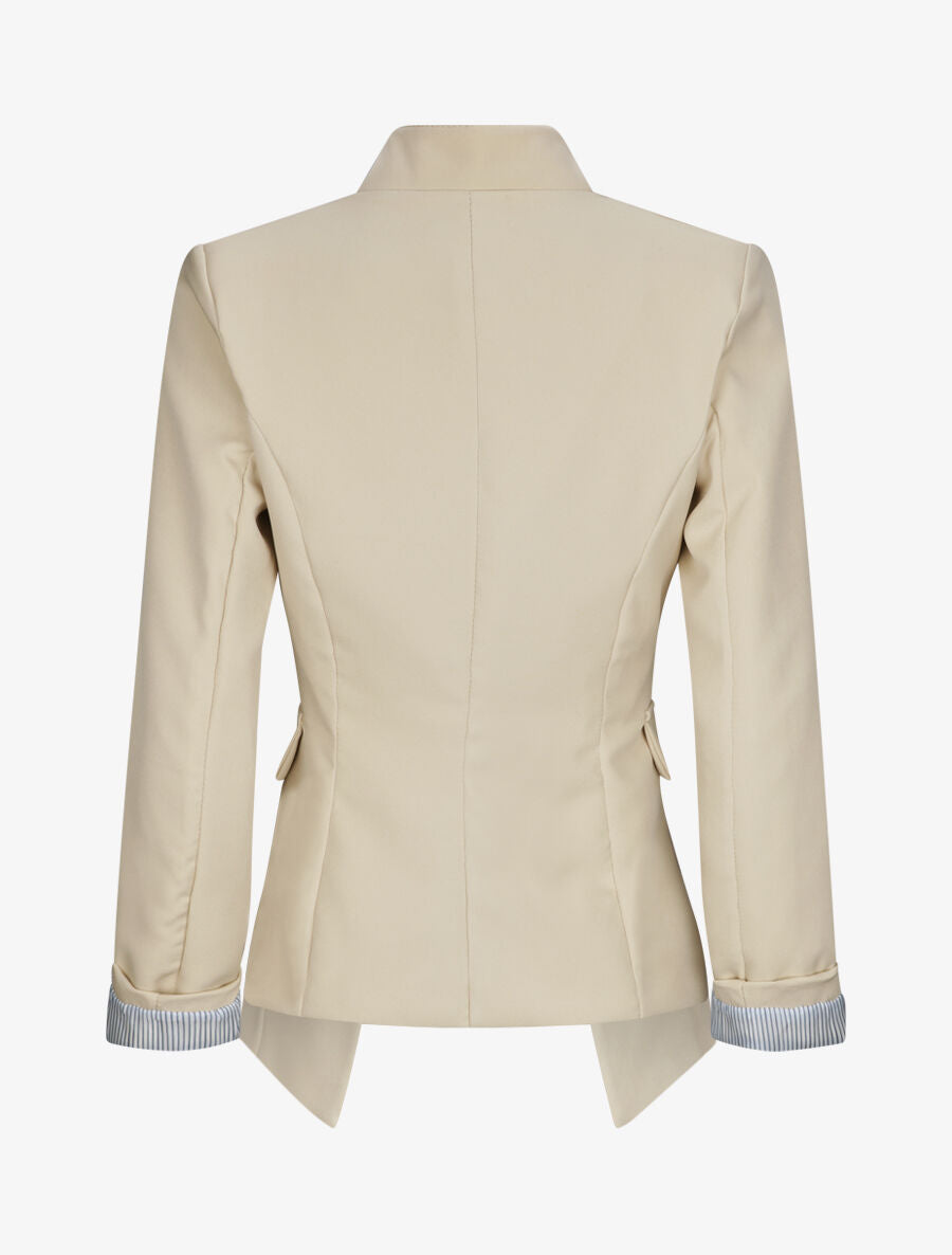 Blazer droit uni à col cranté - Beige - 2