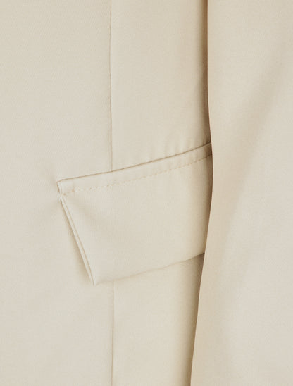 Blazer droit uni à col cranté - Beige - 3