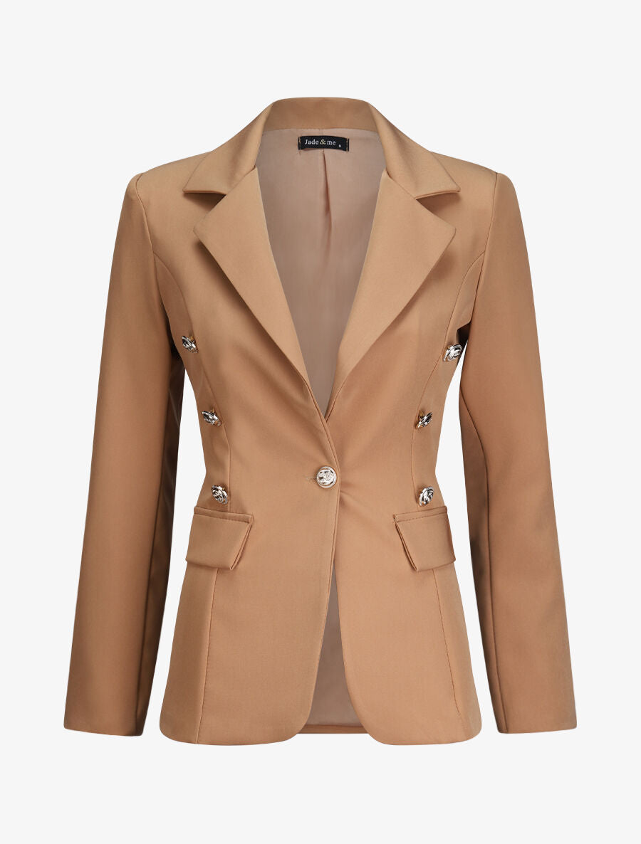 Blazer overzise uni - Camel - 1