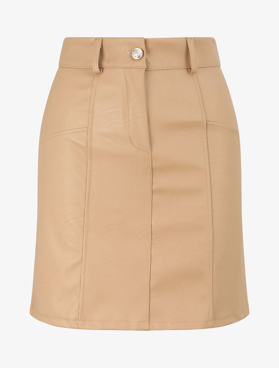Jupe évasée en simili - Beige - 1
