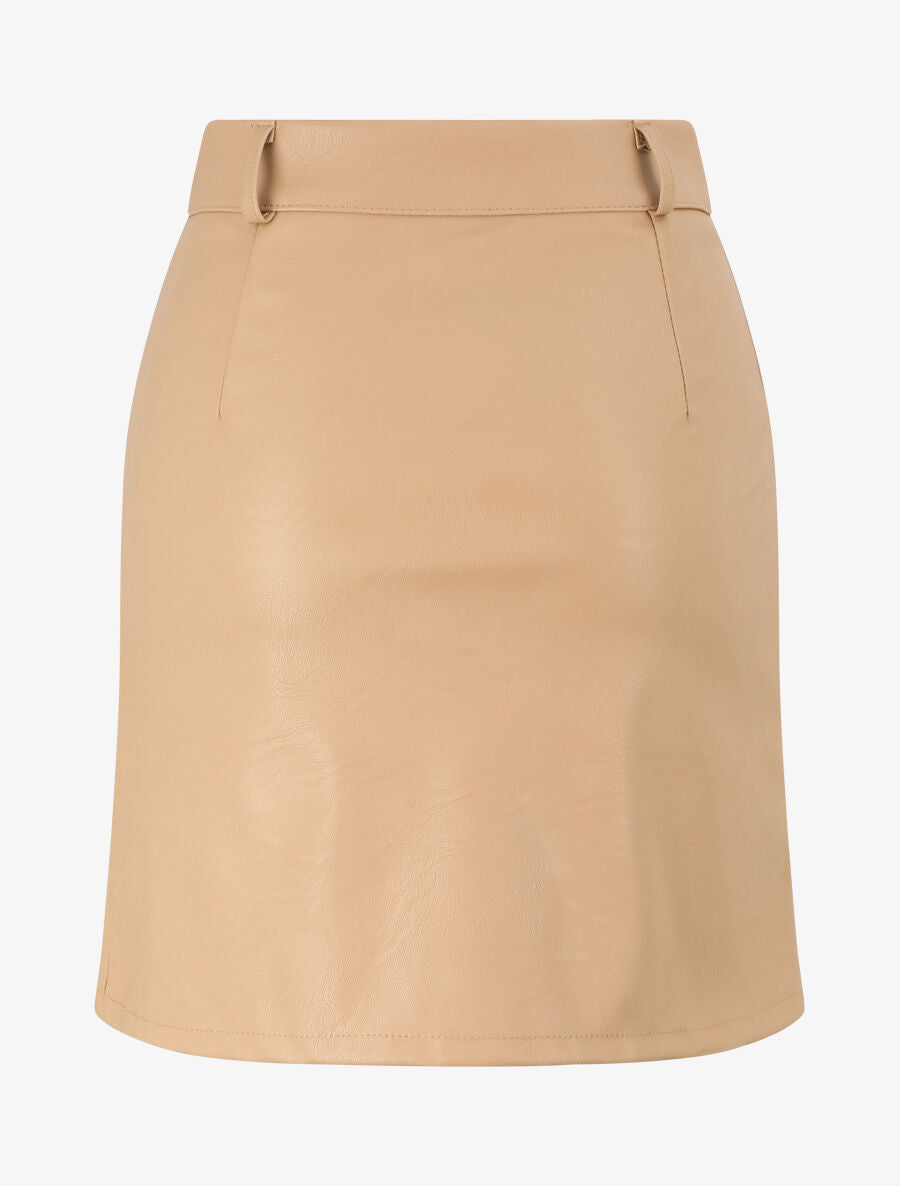 Jupe évasée en simili - Beige - 2