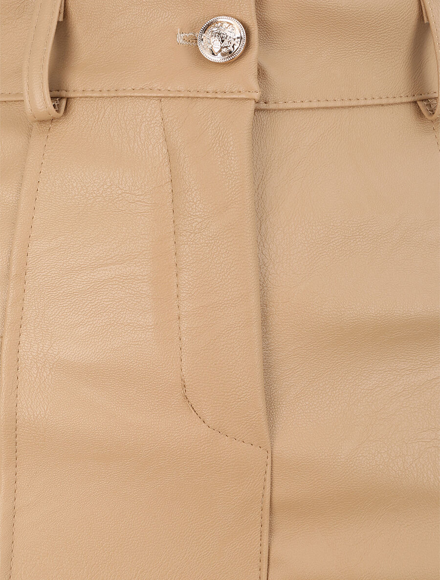 Jupe évasée en simili - Beige - 3