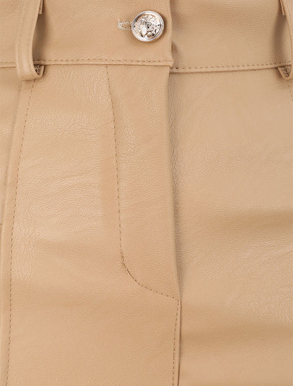 Jupe évasée en simili - Beige - 3