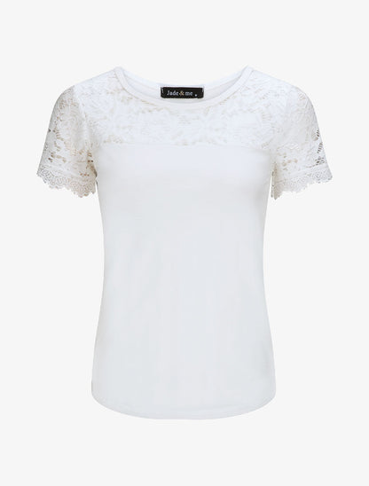 Top en tulle et à dentelle - Blanc - 2