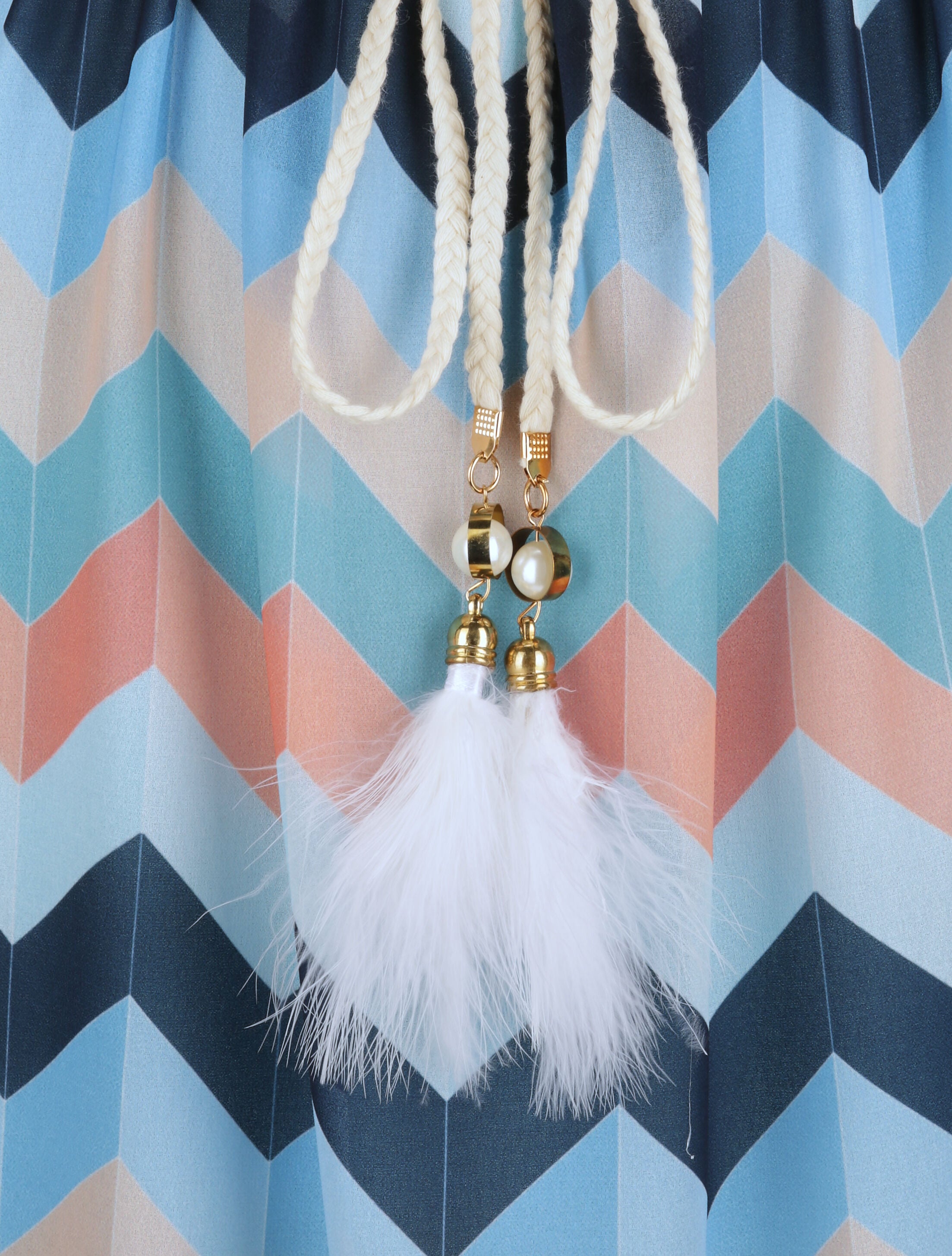Robe droite courte imprimé chevron - Bleu - 3