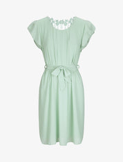 Robe mi-longue droite à dos en crochet - Vert d&