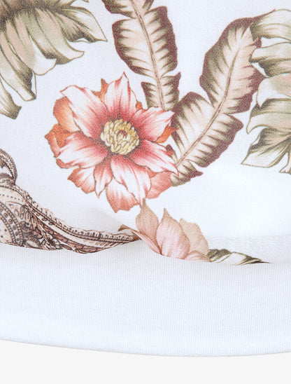 Top boule imprimé fleurs baroques - Blanc - 3