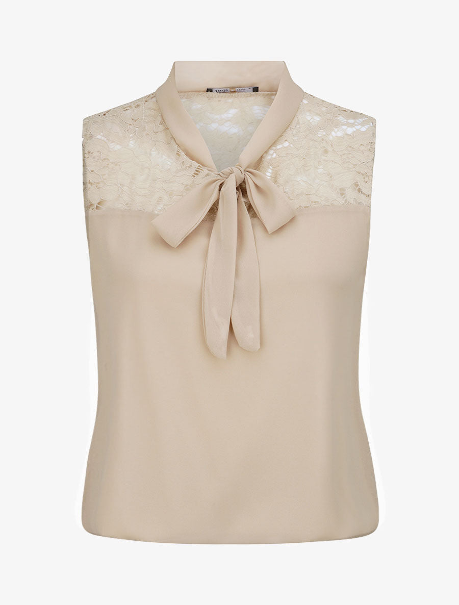 Top boule à col stylisé - Beige - 1
