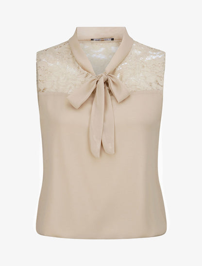 Top boule à col stylisé - Beige - 1