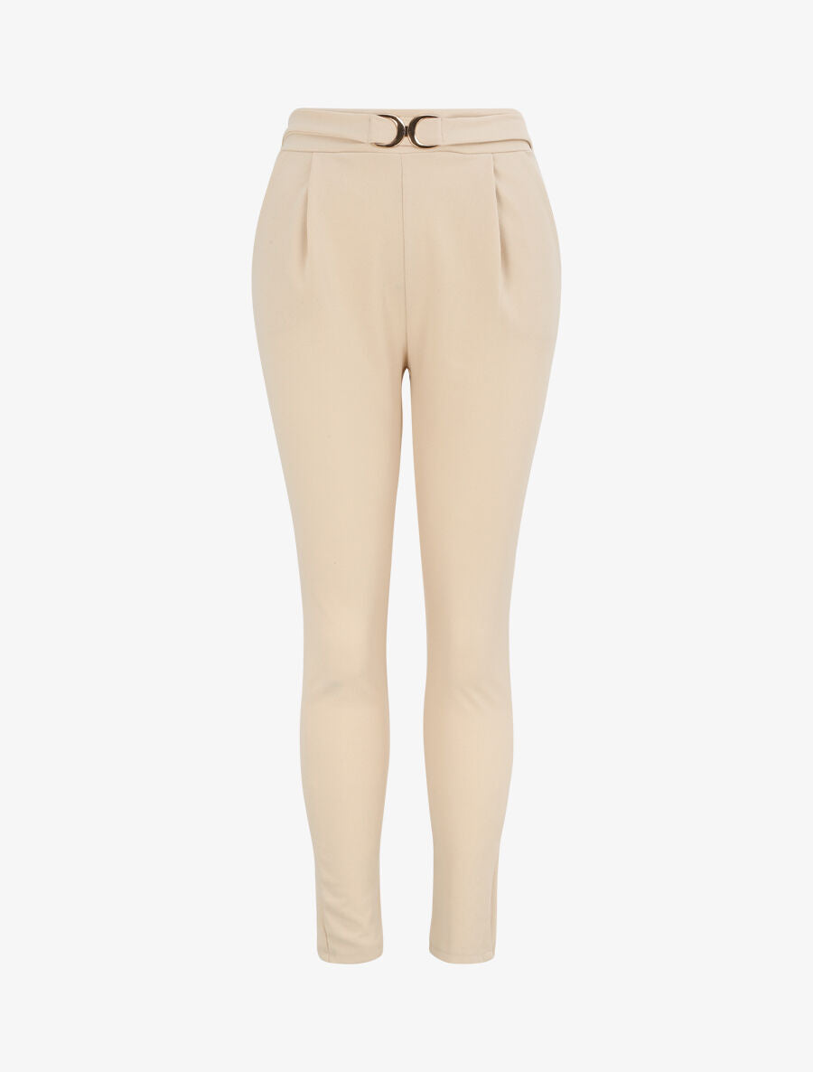 Pantalon fluide coupe droite - Beige - 4