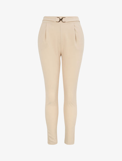 Pantalon fluide coupe droite - Beige - 4