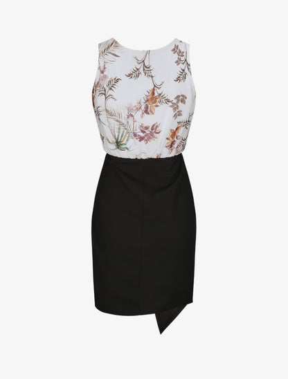 Robe asymétrique à imprimé feuillages - Blanc - 2