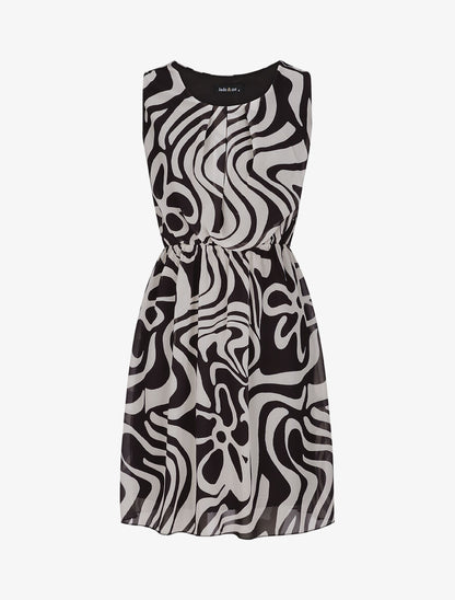 Robe en voile à imprimé graphique - Noir - 1