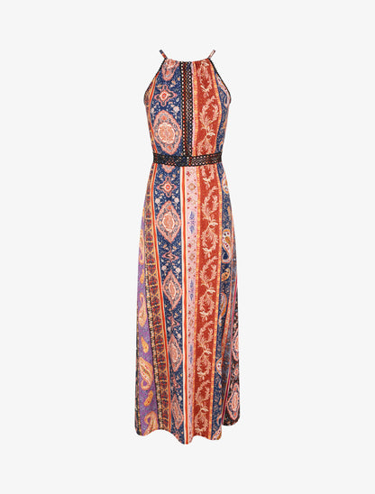Robe longue à imprimé cachemire - Marine - 1