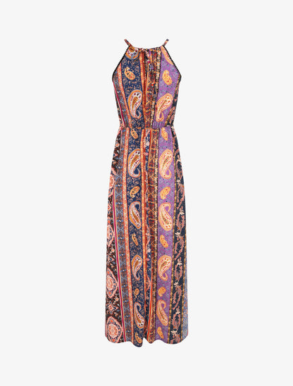 Robe longue à imprimé cachemire - Marine - 2
