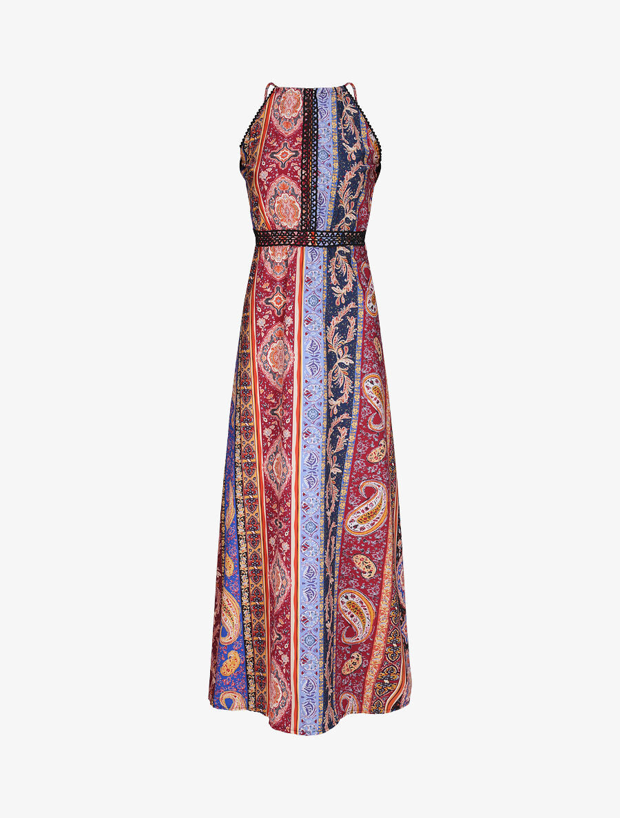 Robe longue à imprimé cachemire - Bordeaux - 5