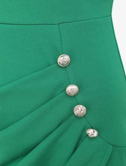 Robe portefeuille à boutons stylisés - Vert - 3