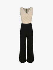 Combinaison flare cache-coeur drapé - Beige - 1