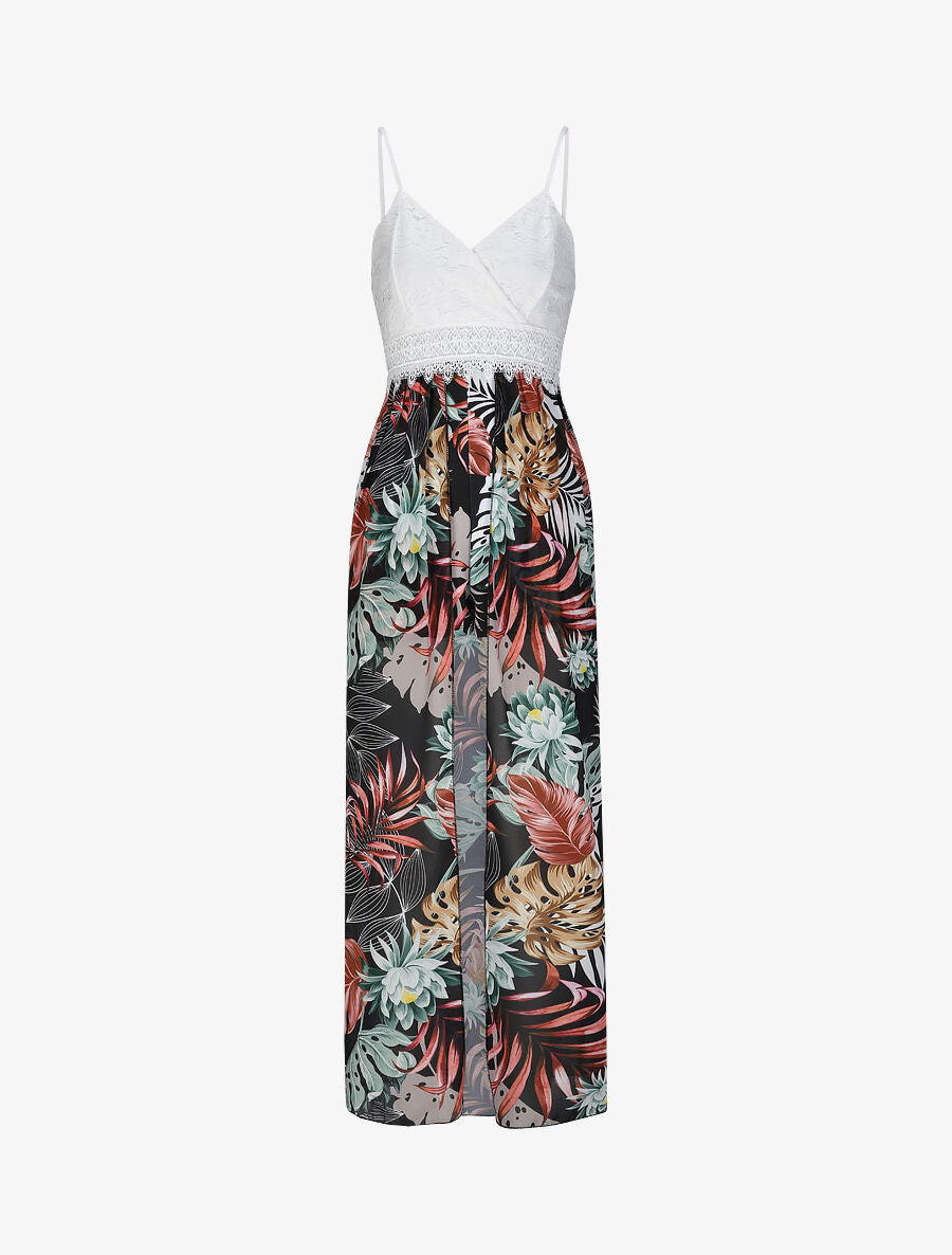 Combishort ajustée voile imprimé tropical - Noir - 5