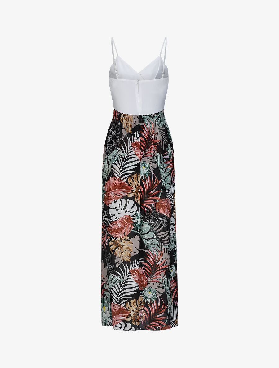 Combishort ajustée voile imprimé tropical - Noir - 2