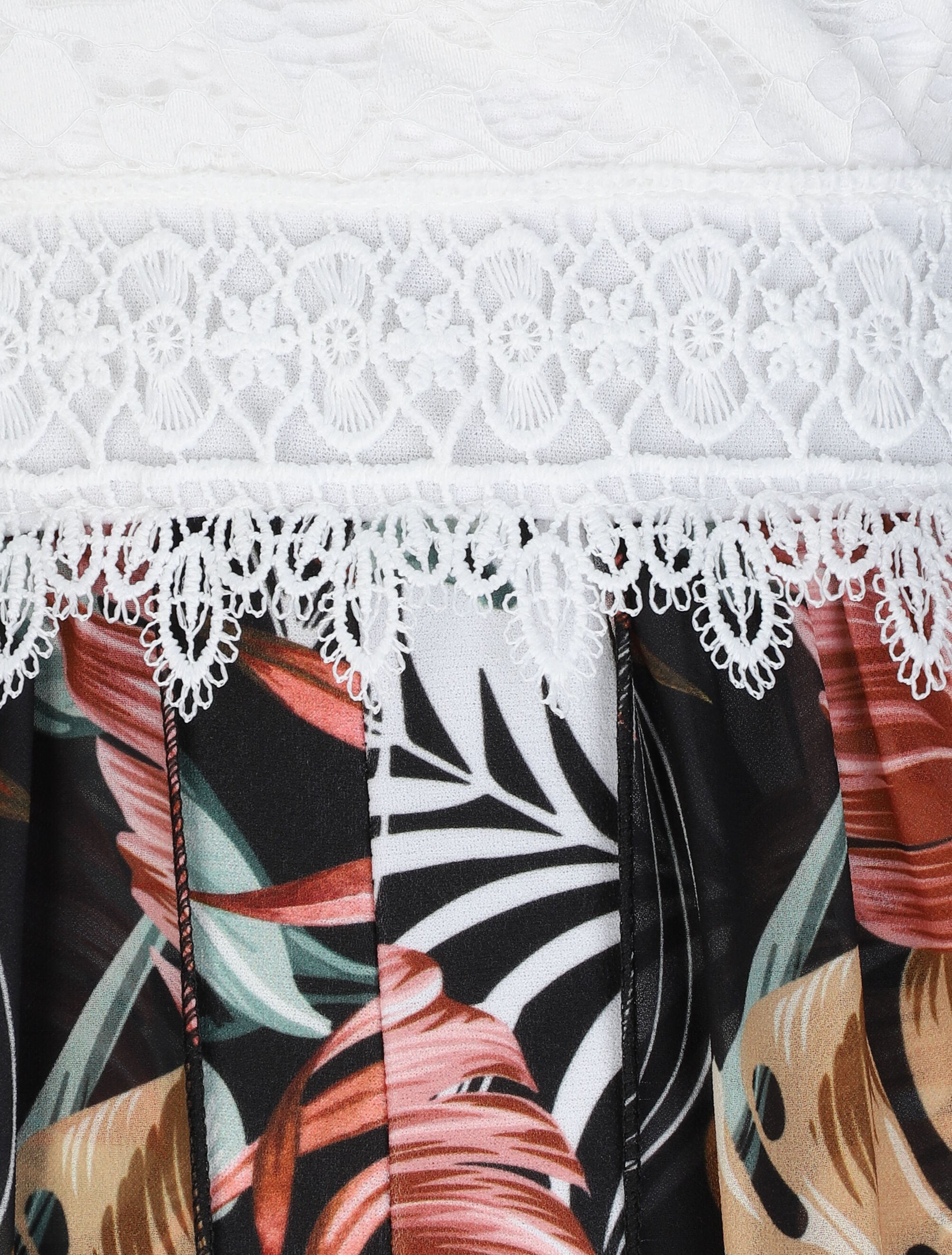 Combishort ajustée voile imprimé tropical - Noir - 3