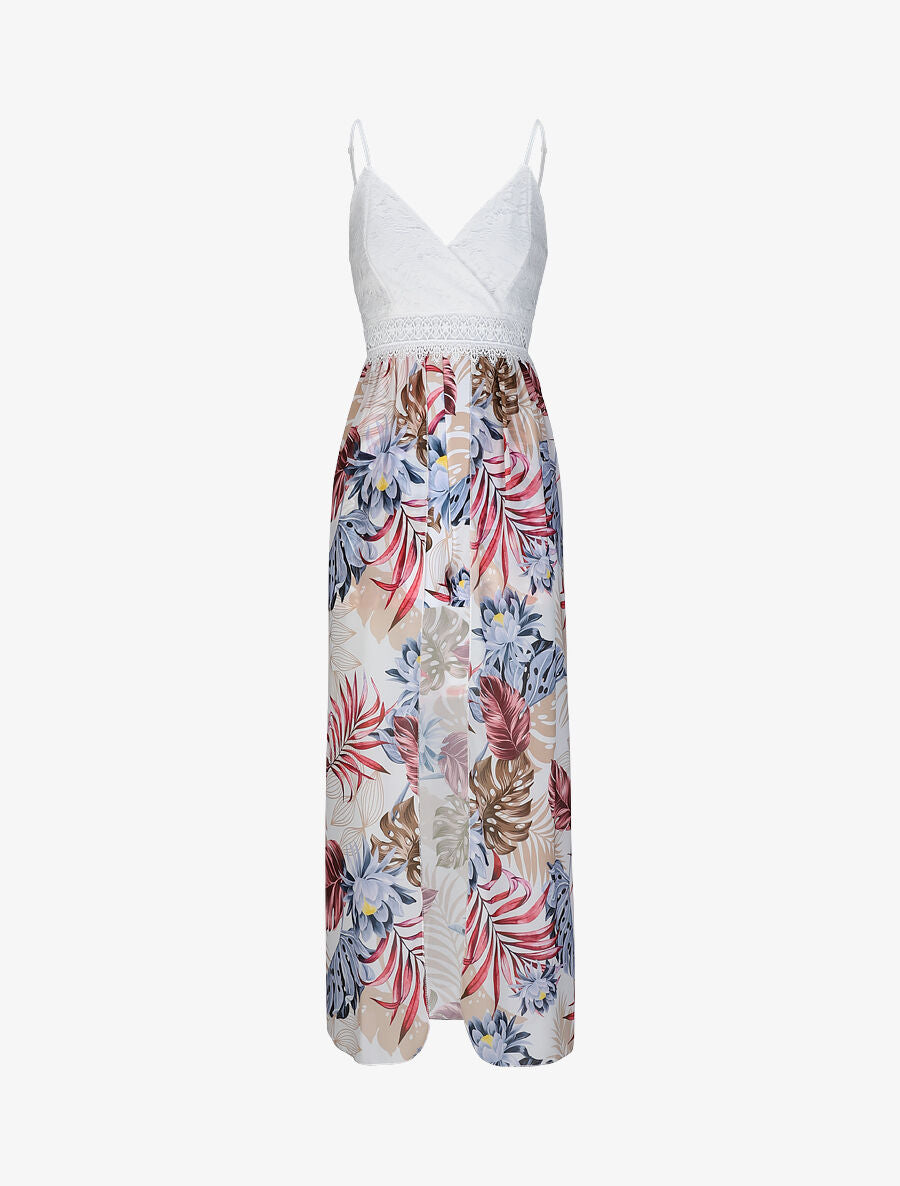 Combishort ajustée voile imprimé tropical - Blanc - 4