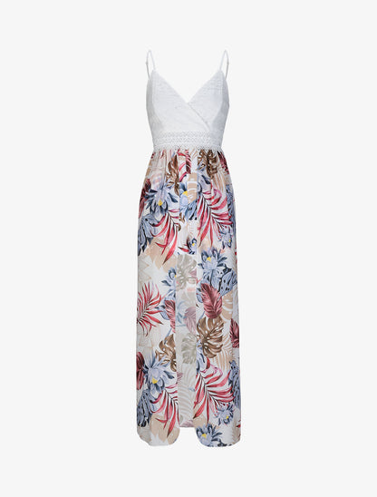 Combishort ajustée voile imprimé tropical - Blanc - 4