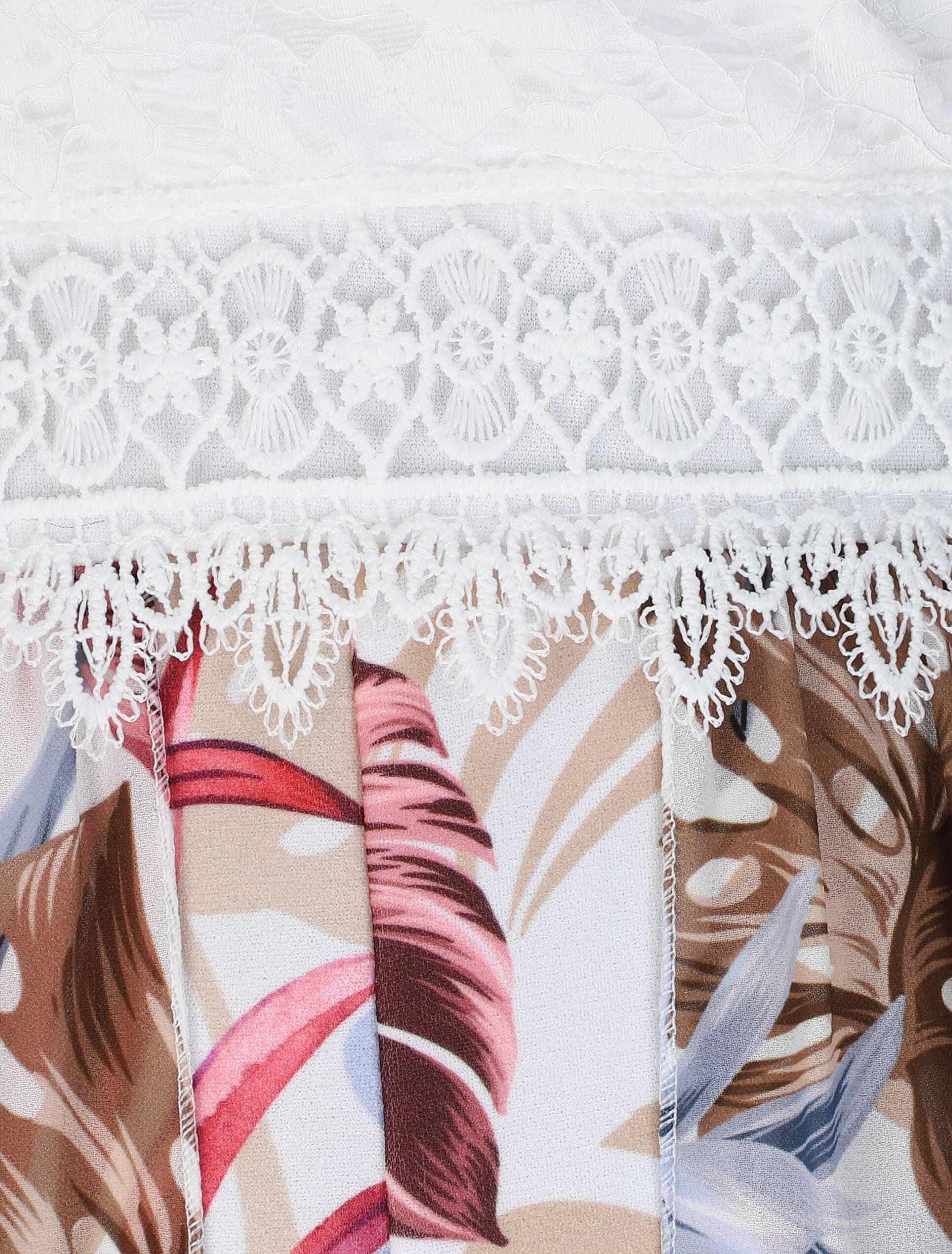 Combishort ajustée voile imprimé tropical - Blanc - 3