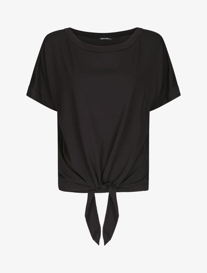 Top oversize uni à épaules ajourées - Noir - 5