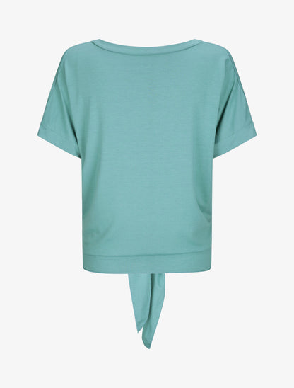 Top oversize uni à épaules ajourées - Bleu lagon - 2