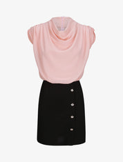 Robe droite à encolure bénitier - Rose - 4
