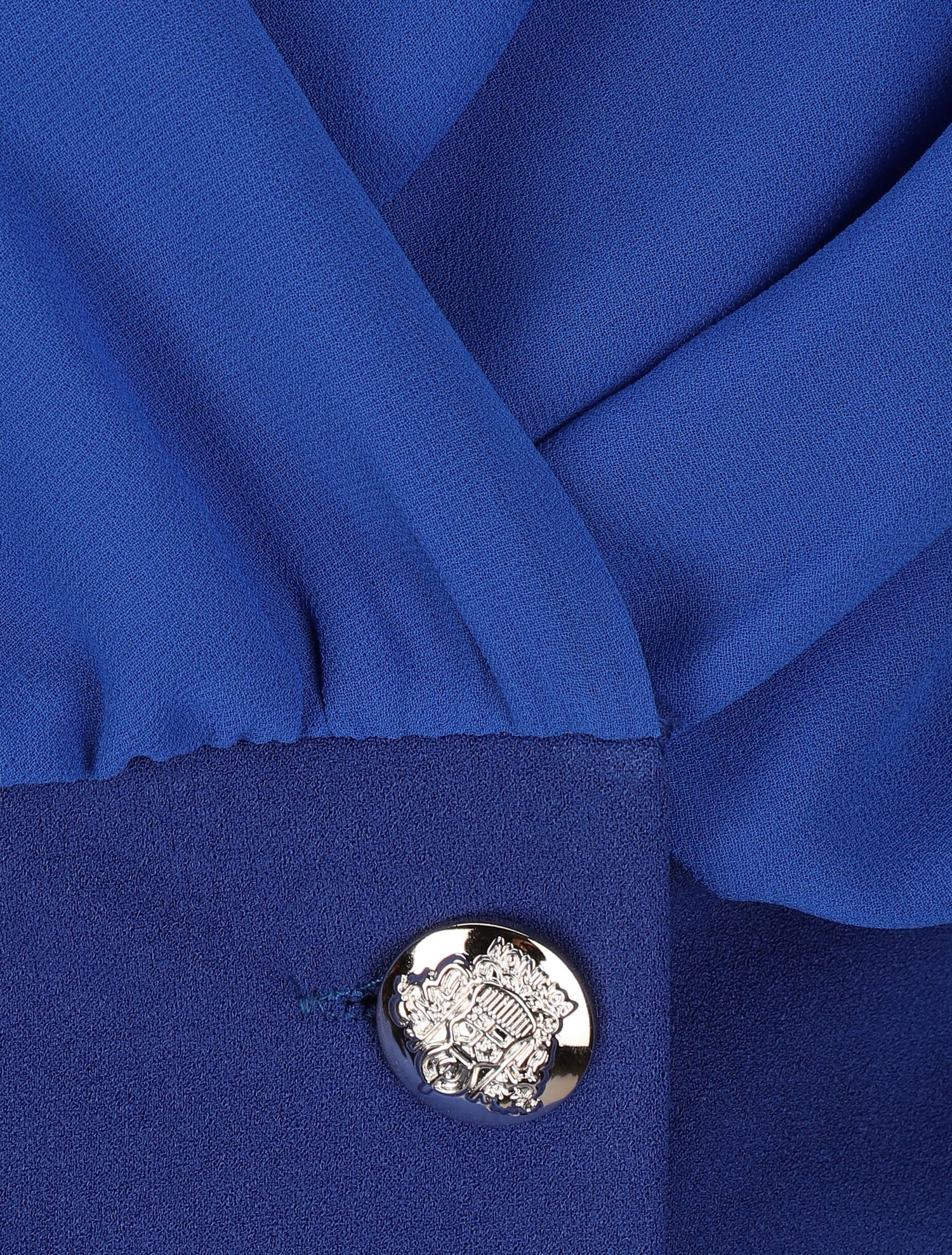 Blouse cache-coeur à boutons stylisés - Bleu roi - 3