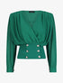 Blouse cache-coeur à boutons stylisés - Vert - 4