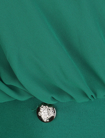 Blouse cache-coeur à boutons stylisés - Vert - 3