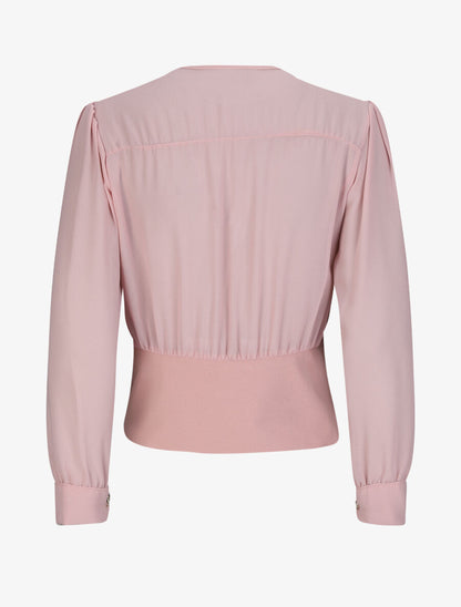 Blouse cache-coeur à boutons stylisés - Rose - 2