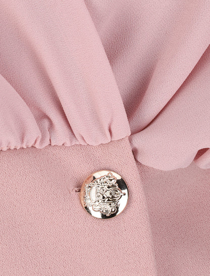 Blouse cache-coeur à boutons stylisés - Rose - 3