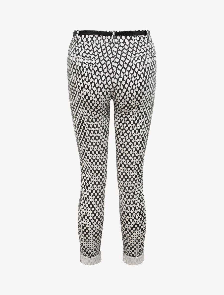 Pantalon 7/8 imprimé rond à revers - Beige - 2