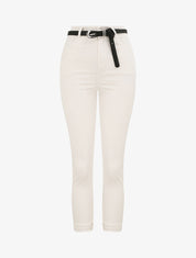 Pantalon uni à revers - Blanc - 4