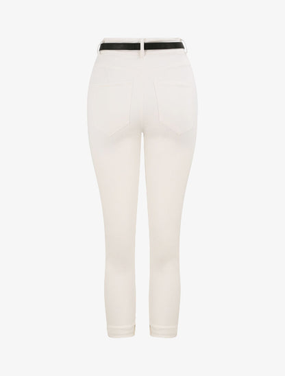 Pantalon uni à revers - Blanc - 2