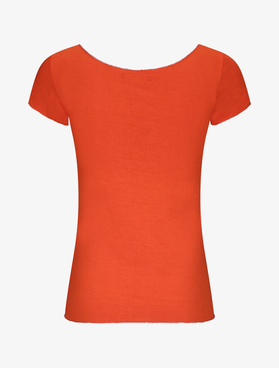 T-shirt stretch à bords irisés - Orange - 2