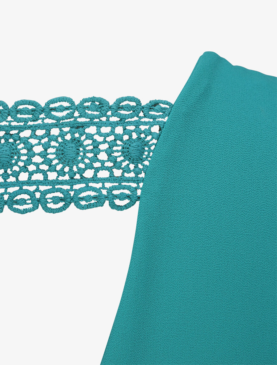 Top en voile à dos ajouré et détail dentelle - Menthe - 3