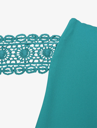Top en voile à dos ajouré et détail dentelle - Menthe - 3