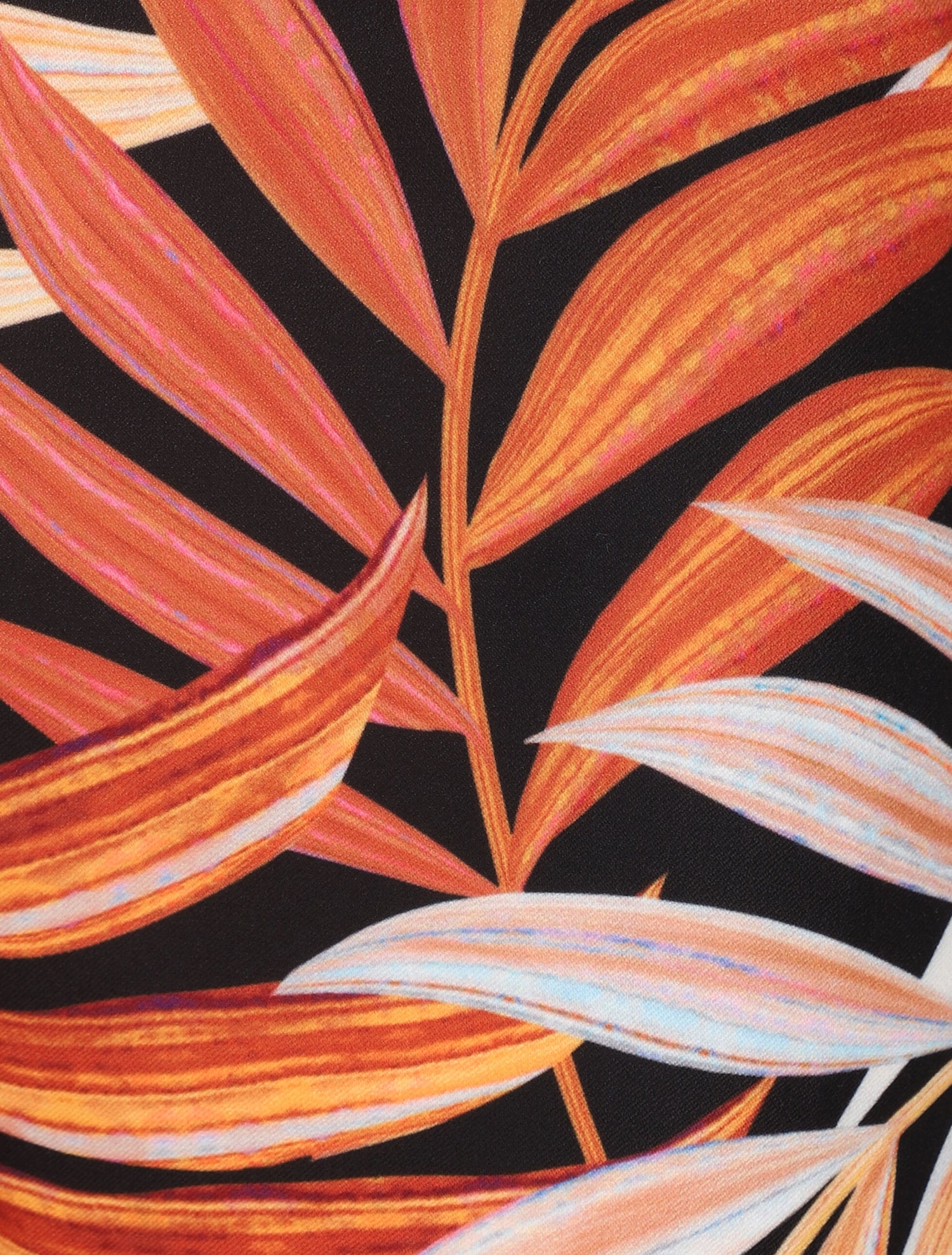 Short à ourlets imprimé feuilles tropicales - Orange - 3